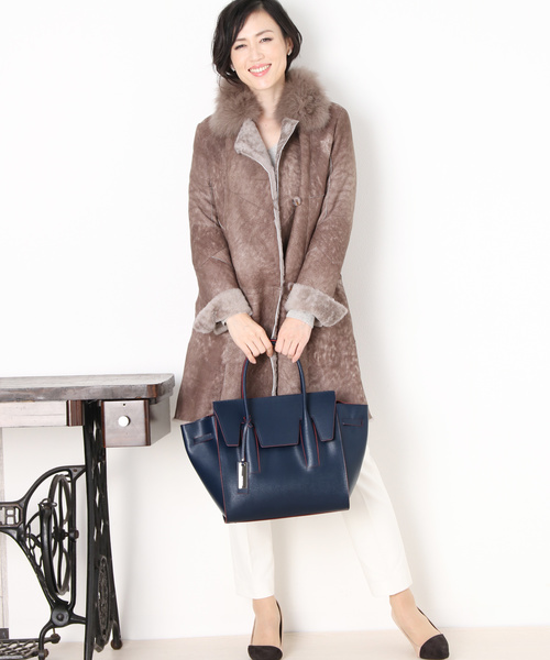 HALEINE（アレンヌ）の「[HALEINE]サフィアーノレザートートバッグ（トートバッグ・レディース・ネイビー/ライム/レッド/ブラック/アイボリー/ピンクベージュ/レッド系その他/ブラック系その他/ブルー系その他/イエロー系その他/ウッド/ライラック・FREE）」の7枚目の写真