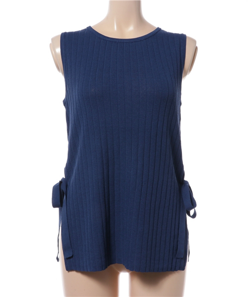 MOUSSY（マウジー）の「SIDE OPEN KNIT TANK（タンクトップ・レディース・ライトカーキ/ライトベージュ/ダークブルー/ブラック・FREE）」の13枚目の写真