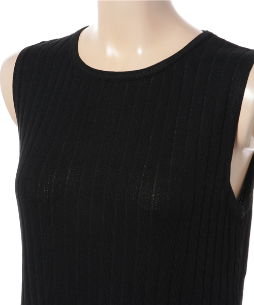 MOUSSY（マウジー）の「SIDE OPEN KNIT TANK（タンクトップ・レディース・ライトカーキ/ライトベージュ/ダークブルー/ブラック・FREE）」の6枚目の写真