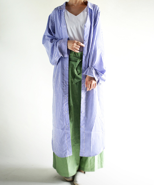 antiqua（アンティカ）の「ストライプデザインロングシャツ
