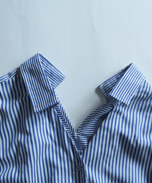 antiqua（アンティカ）の「ストライプデザインロングシャツワンピ（シャツワンピース・レディース・ブルー・FREE）」の16枚目の写真