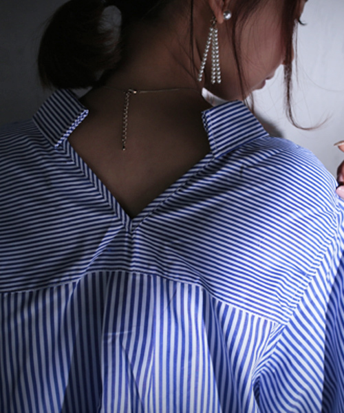 antiqua（アンティカ）の「ストライプデザインロングシャツワンピ（シャツワンピース・レディース・ブルー・FREE）」の18枚目の写真