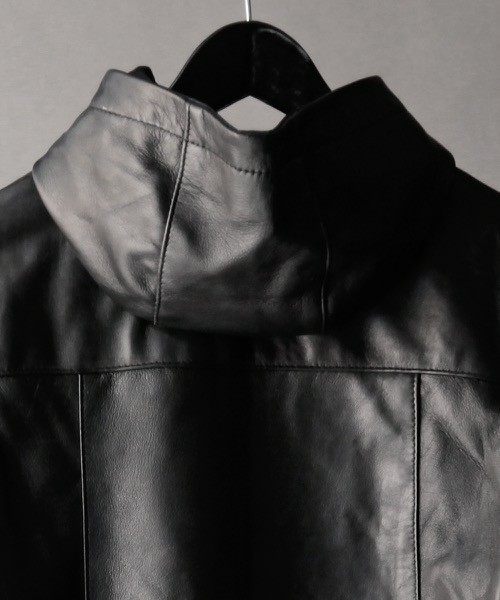 DETAILS /フーデッドレザーライダースジャケット STUDIOUS SELECT（ステュディオスセレクト）の「【DETAILS】Leather