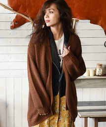 パール編みローゲージニット・ロングカーディガン