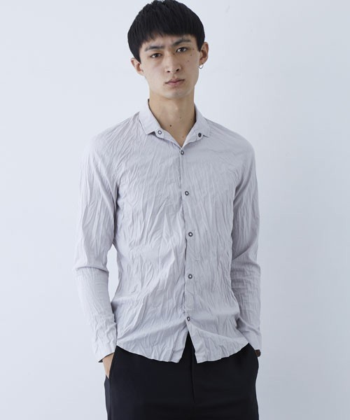 wjk black(ダブルジェイケイブラック)の「【wjk black】≪STUDIOUS限定≫タイプライターワッシャースタンドシャツ(シャツ/ブラウス・メンズ・ライトグレー/ダークグレー/キャメル・1/2/3)」の2枚目の写真