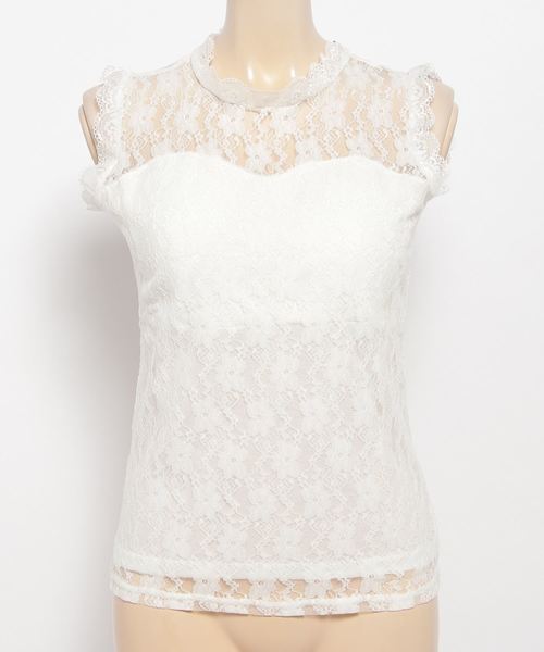 VENCEEXCHANGE(ヴァンスエクスチェンジ)の「カップ付きレースハイネック (タンクトップ・レディース・ブラック/オフホワイト/ブルー/イエロー・MEDIUM/M)」の9枚目の写真