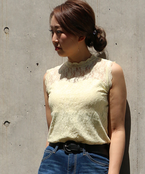 VENCEEXCHANGE(ヴァンスエクスチェンジ)の「カップ付きレースハイネック (タンクトップ・レディース・ブラック/オフホワイト/ブルー/イエロー・MEDIUM/M)」の16枚目の写真