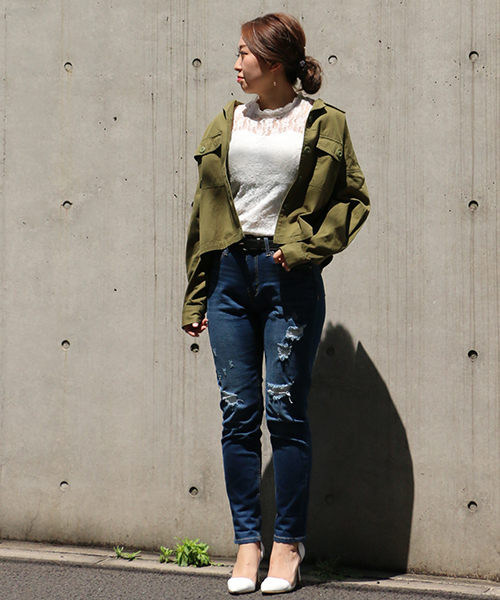 VENCEEXCHANGE(ヴァンスエクスチェンジ)の「カップ付きレースハイネック (タンクトップ・レディース・ブラック/オフホワイト/ブルー/イエロー・MEDIUM/M)」の18枚目の写真