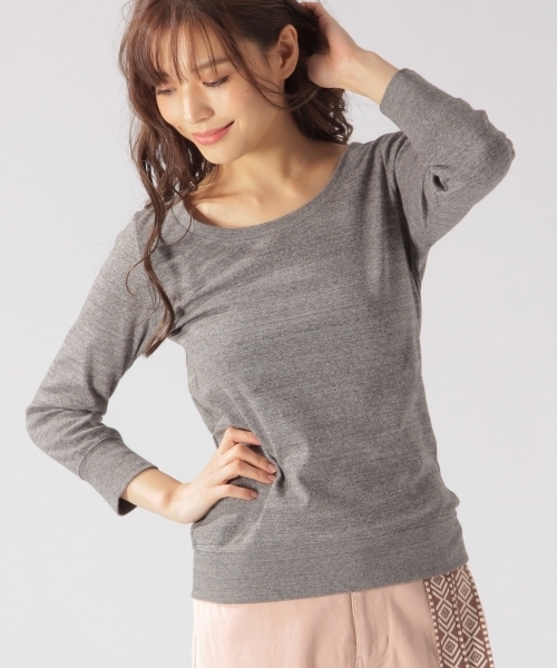 BAYFLOW（ベイフロー）の「BAYFLOW／シルキーフライスクルーネック7分袖Tシャツ　18SS（Tシャツ/カットソー・レディース・グレー/オフホワイト/サックスブルー/その他1・SMALL/MEDIUM/LARGE/X-SMALL/X-LARGE）」の3枚目の写真