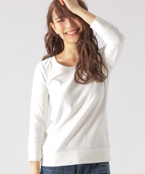 BAYFLOW（ベイフロー）の「BAYFLOW／シルキーフライスクルーネック7分袖Tシャツ　18SS（Tシャツ/カットソー・レディース・グレー/オフホワイト/サックスブルー/その他1・SMALL/MEDIUM/LARGE/X-SMALL/X-LARGE）」の2枚目の写真