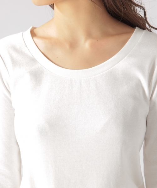 BAYFLOW（ベイフロー）の「BAYFLOW／シルキーフライスクルーネック7分袖Tシャツ　18SS（Tシャツ/カットソー・レディース・グレー/オフホワイト/サックスブルー/その他1・SMALL/MEDIUM/LARGE/X-SMALL/X-LARGE）」の8枚目の写真
