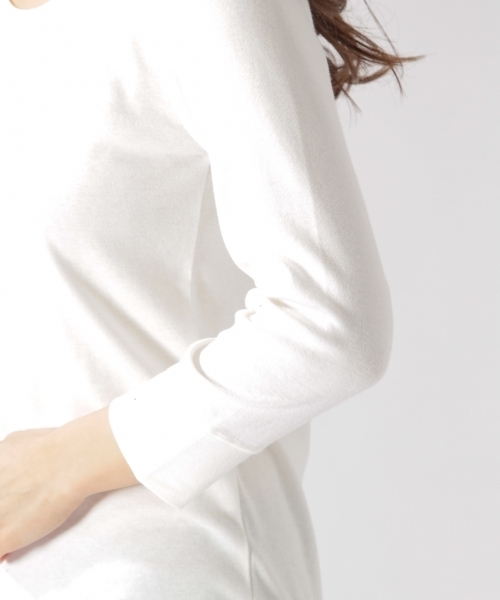 BAYFLOW（ベイフロー）の「BAYFLOW／シルキーフライスクルーネック7分袖Tシャツ　18SS（Tシャツ/カットソー・レディース・グレー/オフホワイト/サックスブルー/その他1・SMALL/MEDIUM/LARGE/X-SMALL/X-LARGE）」の9枚目の写真