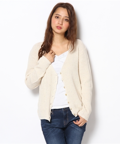 one after another NICE CLAUP（ワンアフターアナザーナイスクラップ）の「片あぜカーディガン（カーディガン/ボレロ・レディース・アイボリー/ピンク/グリーン/グレー・FREE）」の8枚目の写真