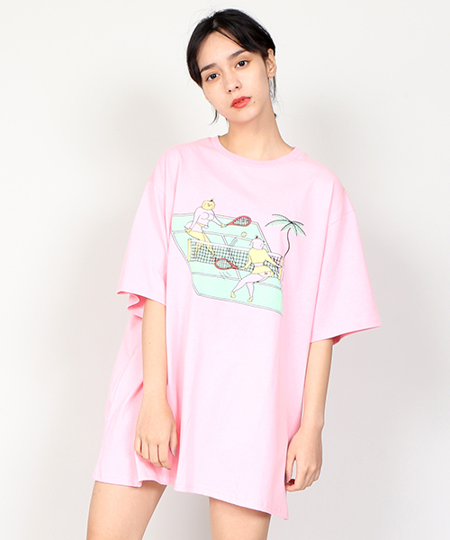 PUNYUS（プニュズ）の「テニスTシャツ（Tシャツ/カットソー・レディース・ホワイト/ピンク・1/2/4/3）」の2枚目の写真