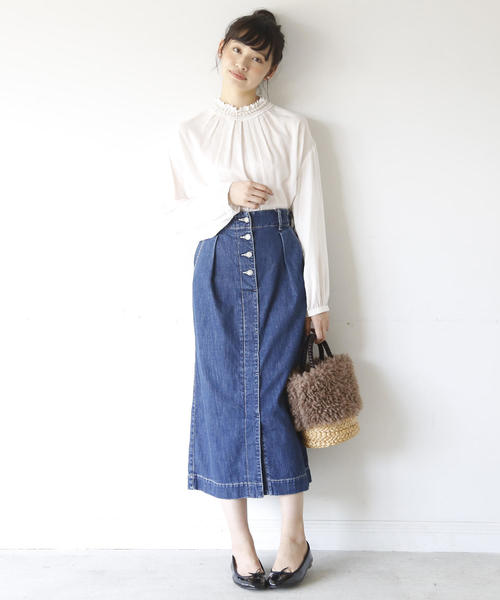 coen（コーエン）の「【追加生産】USAコットンデニムロングスカート（デニムスカート・レディース・ブルー/ネイビー・MEDIUM/LARGE）」の7枚目の写真