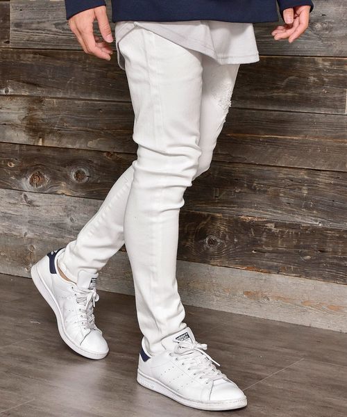 MinoriTY（マイノリティ）の「【ストレッチツイルダメージスーパースキニーパンツ（ロング）】（その他パンツ・メンズ・ホワイト/ライトグレー/ブラック/ベージュ/ネイビー/カーキ・S/M/L/XL）」の2枚目の写真