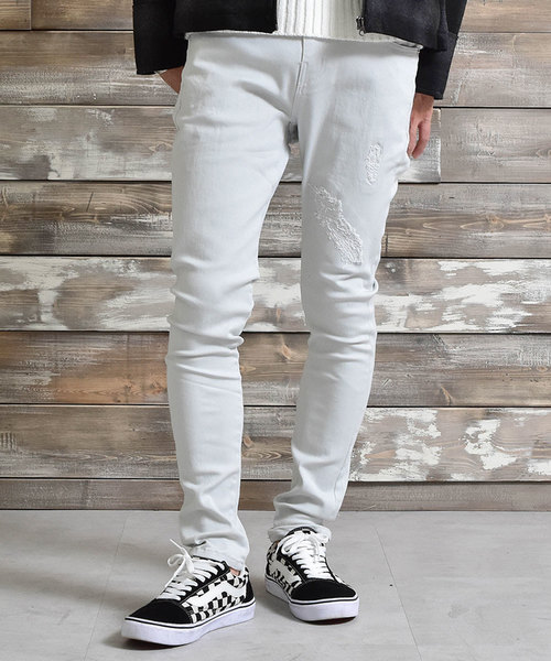 MinoriTY（マイノリティ）の「【ストレッチツイルダメージスーパースキニーパンツ（ロング）】（その他パンツ・メンズ・ホワイト/ライトグレー/ブラック/ベージュ/ネイビー/カーキ・S/M/L/XL）」の4枚目の写真