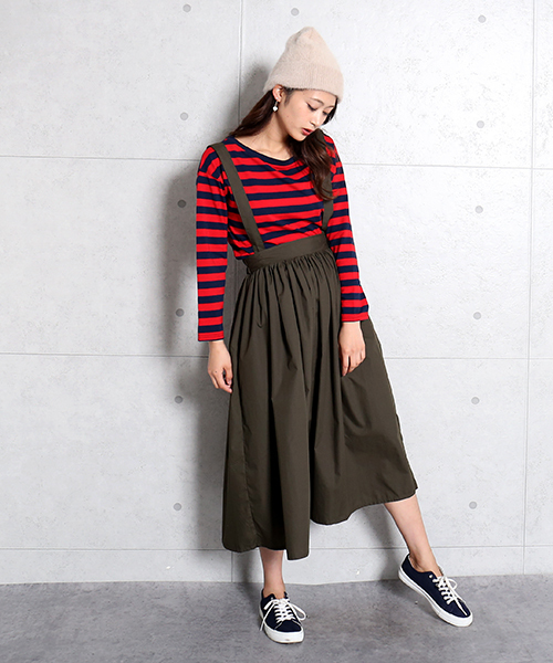 n'ee-ne(ネーネ)の「cotton ボーダーカットソー(Tシャツ/カットソー・レディース・ネイビー/グレー/レッド/グリーン/ブラック×ホワイト/ホワイト×ネイビー・M/L)」の11枚目の写真