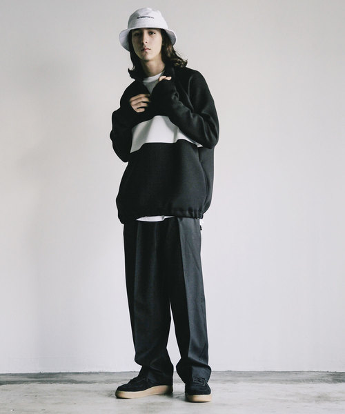 THE TWENTYSEVEN（ザ トゥエンティーセブン）の「【The TWENTY SEVEN】DOUBLE KNIT STAND HALF ZIP JKT:ダブルニット スタンドハーフジップ アノラック ジャケット（ブルゾン・メンズ・ブラック/ネイビー・44/46/48）」の5枚目の写真