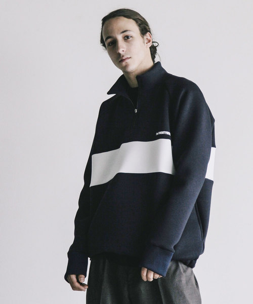 THE TWENTYSEVEN（ザ トゥエンティーセブン）の「【The TWENTY SEVEN】DOUBLE KNIT STAND HALF ZIP JKT:ダブルニット スタンドハーフジップ アノラック ジャケット（ブルゾン・メンズ・ブラック/ネイビー・44/46/48）」の8枚目の写真