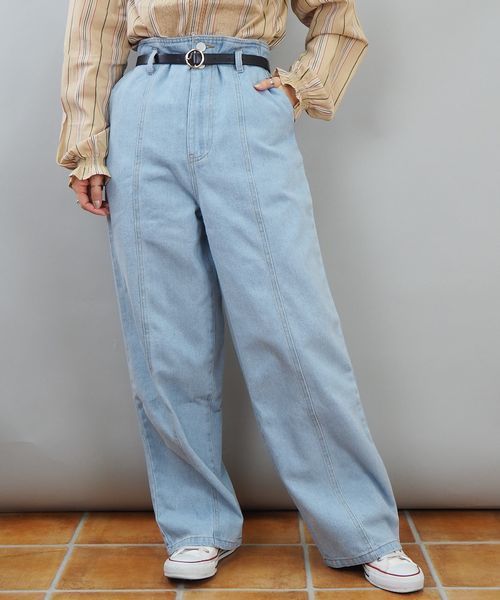 tiptop(ティップトップ)の「ベルト付き切り替えパンツ(その他パンツ・レディース・ベージュ/グレイッシュベージュ/ブルー/ネイビー/サックスブルー/アイボリー・FREE)」の5枚目の写真