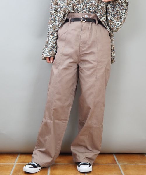 tiptop(ティップトップ)の「ベルト付き切り替えパンツ(その他パンツ・レディース・ベージュ/グレイッシュベージュ/ブルー/ネイビー/サックスブルー/アイボリー・FREE)」の3枚目の写真