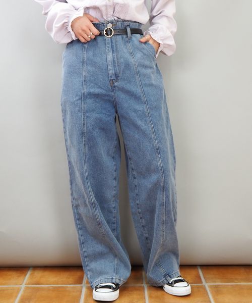 tiptop(ティップトップ)の「ベルト付き切り替えパンツ(その他パンツ・レディース・ベージュ/グレイッシュベージュ/ブルー/ネイビー/サックスブルー/アイボリー・FREE)」の6枚目の写真