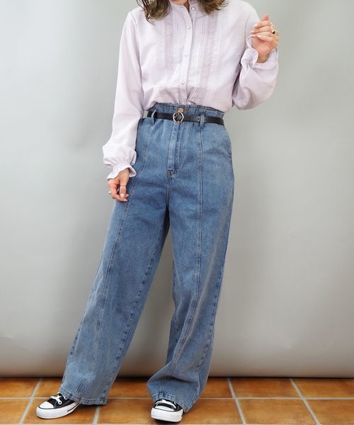 tiptop(ティップトップ)の「ベルト付き切り替えパンツ(その他パンツ・レディース・ベージュ/グレイッシュベージュ/ブルー/ネイビー/サックスブルー/アイボリー・FREE)」の11枚目の写真