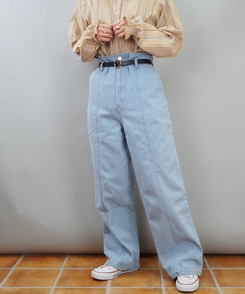 tiptop(ティップトップ)の「ベルト付き切り替えパンツ(その他パンツ・レディース・ベージュ/グレイッシュベージュ/ブルー/ネイビー/サックスブルー/アイボリー・FREE)」の8枚目の写真