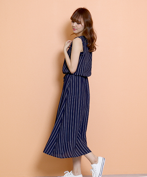 n'ee-ne（ネーネ）の「ストライプ＆チェック柄　ウエストマークワンピース（ワンピース・レディース・グレー系その他/ベージュ系その他/ブルー系その他・M/L）」の18枚目の写真