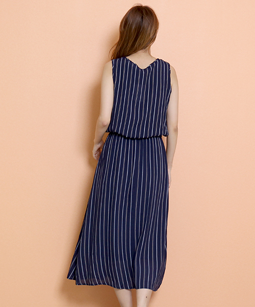 n'ee-ne（ネーネ）の「ストライプ＆チェック柄　ウエストマークワンピース（ワンピース・レディース・グレー系その他/ベージュ系その他/ブルー系その他・M/L）」の17枚目の写真