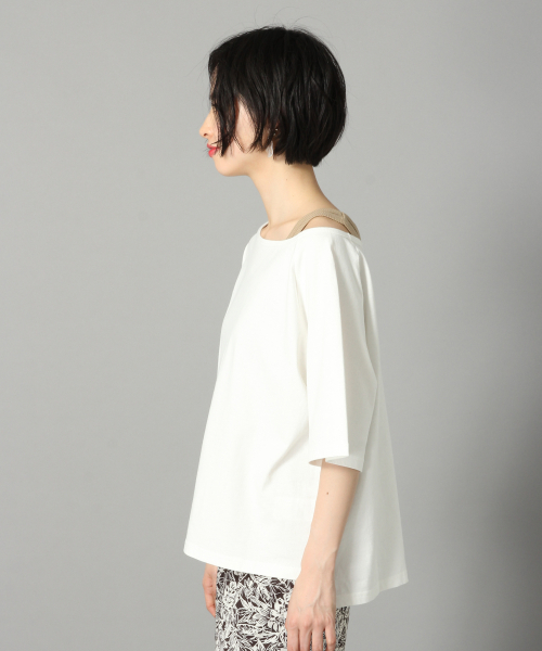 LOWRYS FARM（ローリーズファーム）の「ワンショルＴＥＥ　832504（Tシャツ/カットソー・レディース・オフホワイト/ホワイト×ブラック/チャコールグレー/パープル・FREE）」の9枚目の写真