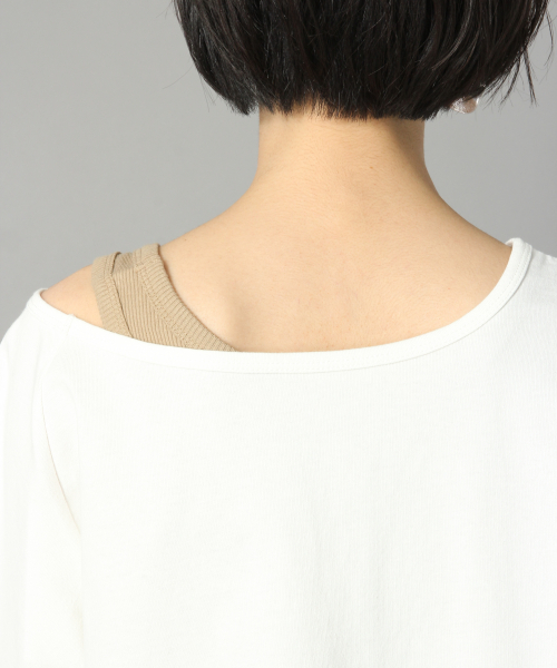 LOWRYS FARM（ローリーズファーム）の「ワンショルＴＥＥ　832504（Tシャツ/カットソー・レディース・オフホワイト/ホワイト×ブラック/チャコールグレー/パープル・FREE）」の5枚目の写真