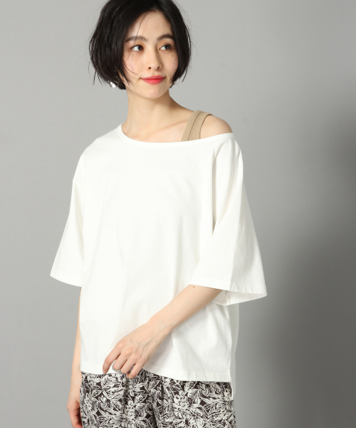 LOWRYS FARM（ローリーズファーム）の「ワンショルＴＥＥ　832504（Tシャツ/カットソー・レディース・オフホワイト/ホワイト×ブラック/チャコールグレー/パープル・FREE）」の16枚目の写真