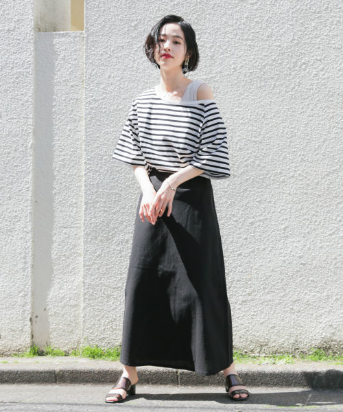 LOWRYS FARM（ローリーズファーム）の「ワンショルＴＥＥ　832504（Tシャツ/カットソー・レディース・オフホワイト/ホワイト×ブラック/チャコールグレー/パープル・FREE）」の20枚目の写真