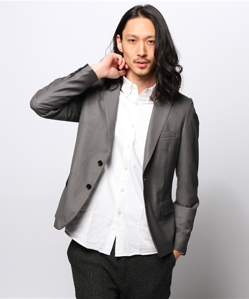 JOURNAL STANDARD(ジャーナルスタンダード)の「T/R ギャバジンタイトテーラードジャケット #(テーラードジャケット・メンズ・ブルー系その他/ブラック/チャコールグレー/ネイビー・MEDIUM/X-LARGE/LARGE/SMALL)」の2枚目の写真