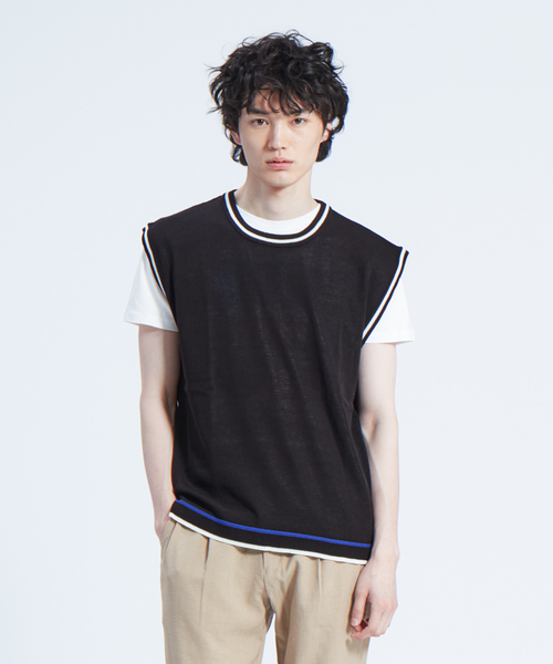 ABAHOUSE（アバハウス）の「【WEB別注】クルーネックベスト（ニット/セーター・メンズ・ホワイト/ネイビー/ブラック・46/48）」の3枚目の写真