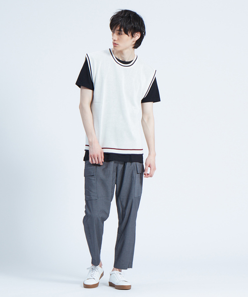 ABAHOUSE（アバハウス）の「【WEB別注】クルーネックベスト（ニット/セーター・メンズ・ホワイト/ネイビー/ブラック・46/48）」の8枚目の写真