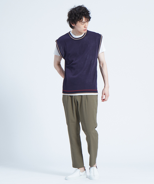 ABAHOUSE（アバハウス）の「【WEB別注】クルーネックベスト（ニット/セーター・メンズ・ホワイト/ネイビー/ブラック・46/48）」の9枚目の写真