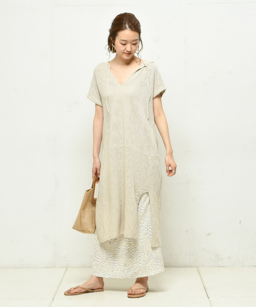 DouDou（ドゥドゥ）の「ボーダーニットワンピース（ワンピース・レディース・ベージュ/オフホワイト・FREE）」の8枚目の写真