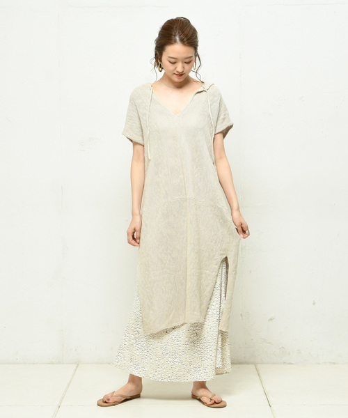 DouDou（ドゥドゥ）の「ボーダーニットワンピース（ワンピース・レディース・ベージュ/オフホワイト・FREE）」の9枚目の写真