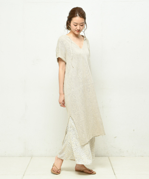 DouDou（ドゥドゥ）の「ボーダーニットワンピース（ワンピース・レディース・ベージュ/オフホワイト・FREE）」の6枚目の写真