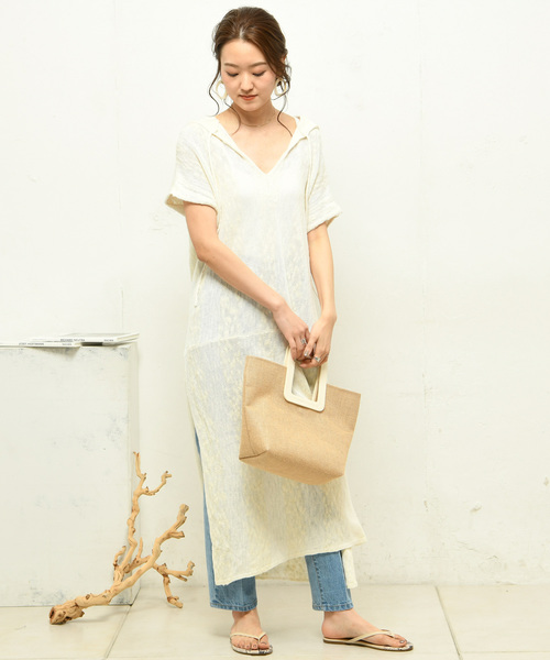 DouDou（ドゥドゥ）の「ボーダーニットワンピース（ワンピース・レディース・ベージュ/オフホワイト・FREE）」の10枚目の写真