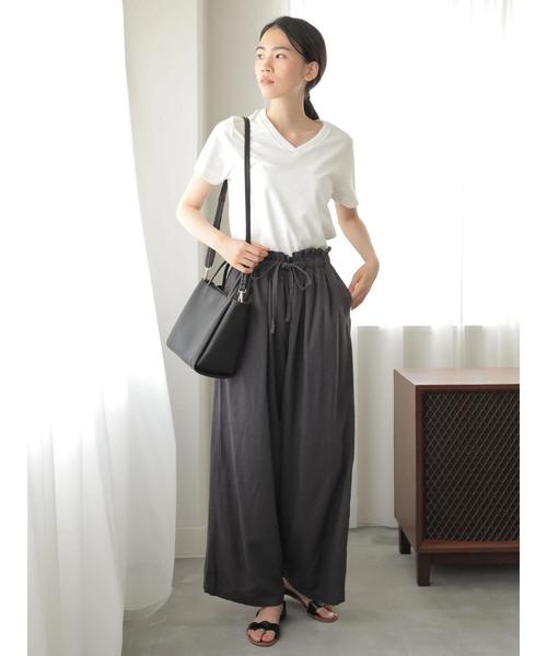 AMERICAN HOLIC（アメリカンホリック）の「麻混バックポケットワイドパンツ（その他パンツ・レディース・キャメル/ストライプ/チャコールグレー/ベージュ/ブルー/ネイビー・L/M）」の13枚目の写真