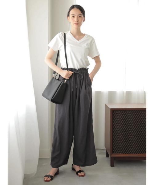 AMERICAN HOLIC（アメリカンホリック）の「麻混バックポケットワイドパンツ（その他パンツ・レディース・キャメル/ストライプ/チャコールグレー/ベージュ/ブルー/ネイビー・L/M）」の15枚目の写真