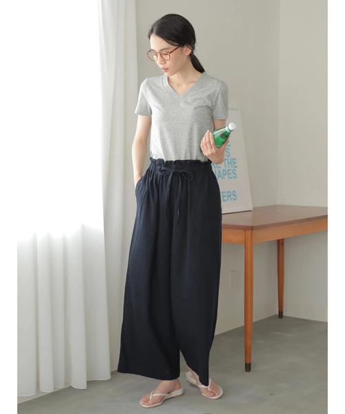 AMERICAN HOLIC（アメリカンホリック）の「麻混バックポケットワイドパンツ（その他パンツ・レディース・キャメル/ストライプ/チャコールグレー/ベージュ/ブルー/ネイビー・L/M）」の17枚目の写真