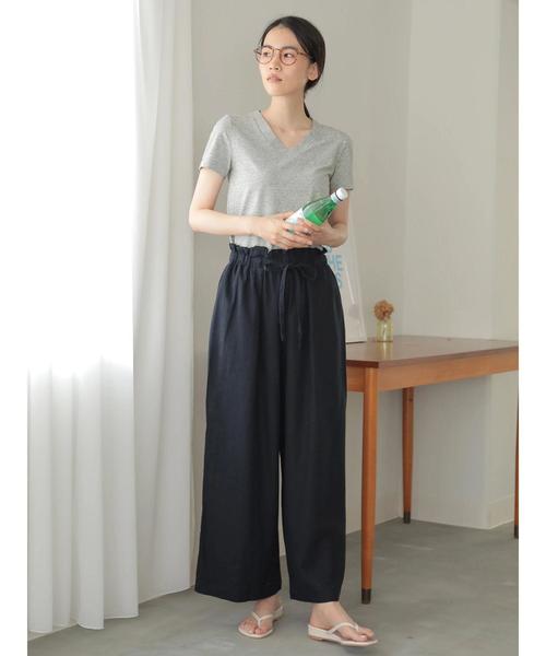 AMERICAN HOLIC（アメリカンホリック）の「麻混バックポケットワイドパンツ（その他パンツ・レディース・キャメル/ストライプ/チャコールグレー/ベージュ/ブルー/ネイビー・L/M）」の18枚目の写真