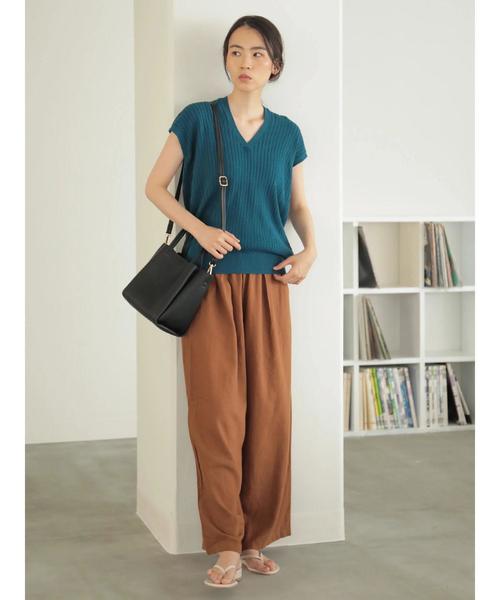 AMERICAN HOLIC（アメリカンホリック）の「麻混バックポケットワイドパンツ（その他パンツ・レディース・キャメル/ストライプ/チャコールグレー/ベージュ/ブルー/ネイビー・L/M）」の21枚目の写真