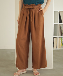 AMERICAN HOLIC | 麻混バックポケットワイドパンツ(その他パンツ)