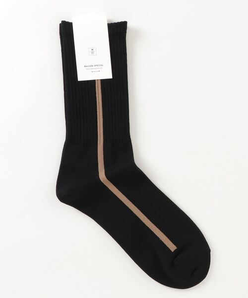 MAISON SPECIAL（メゾンスペシャル）の「シルケットラインソックス 【MAISON SPECIAL/メゾンスペシャル】（ソックス/靴下・メンズ・ホワイト/ブラック/パープル/グレー/ネイビー/ベージュ/オフホワイト/チャコールグレー/グリーン/オレンジ/ラベンダー/ブルー・FREE）」の6枚目の写真